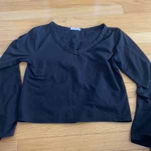 Olivia Rae Black Long sleeve cropped shirt